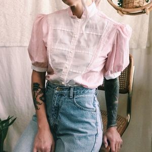 Vintage Tops - Vintage puff sleeve button down blouse✨ Vintage Tops - Vintage puff sleeve button down blouse✨